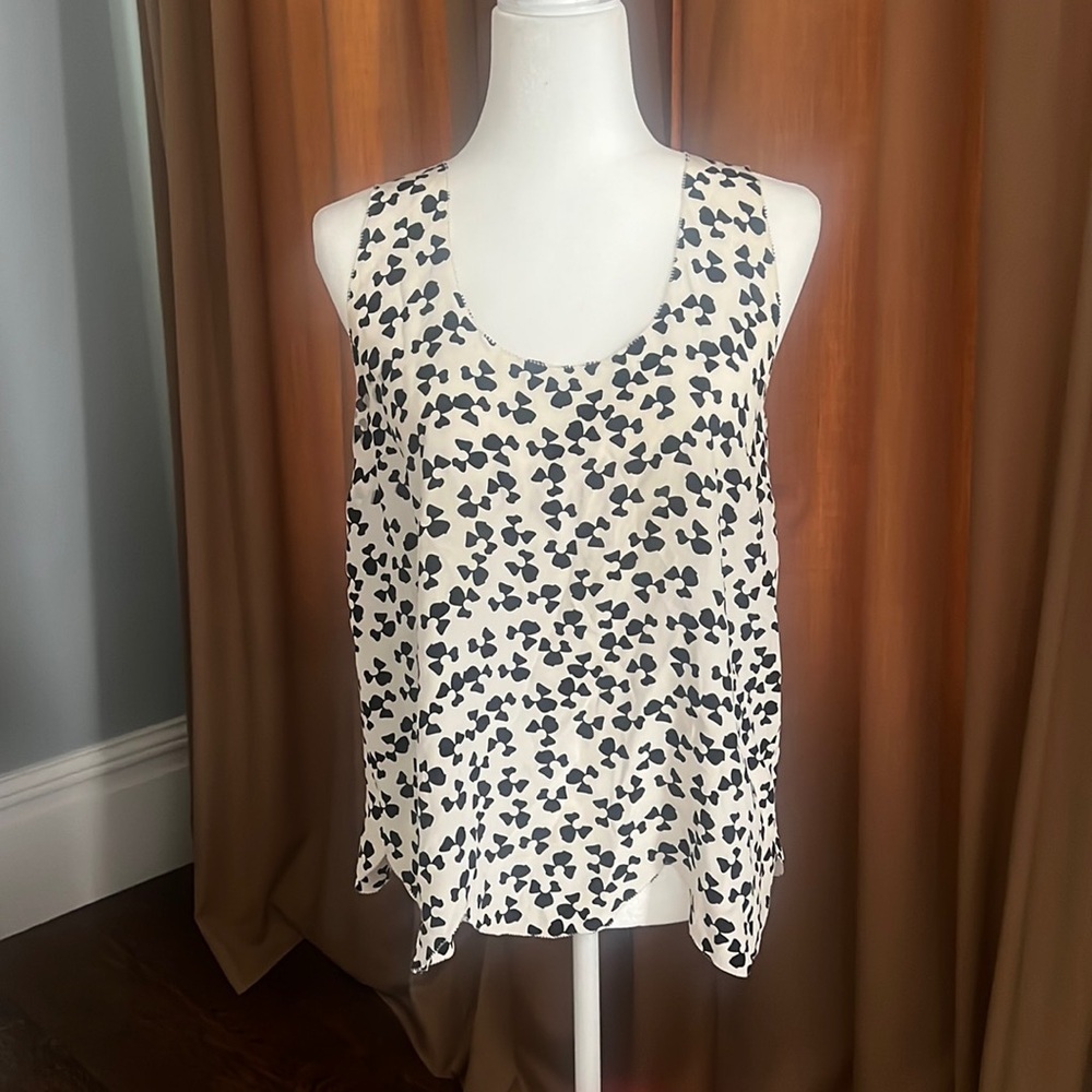 Joie Cream Tank Top with Black Abstract Print